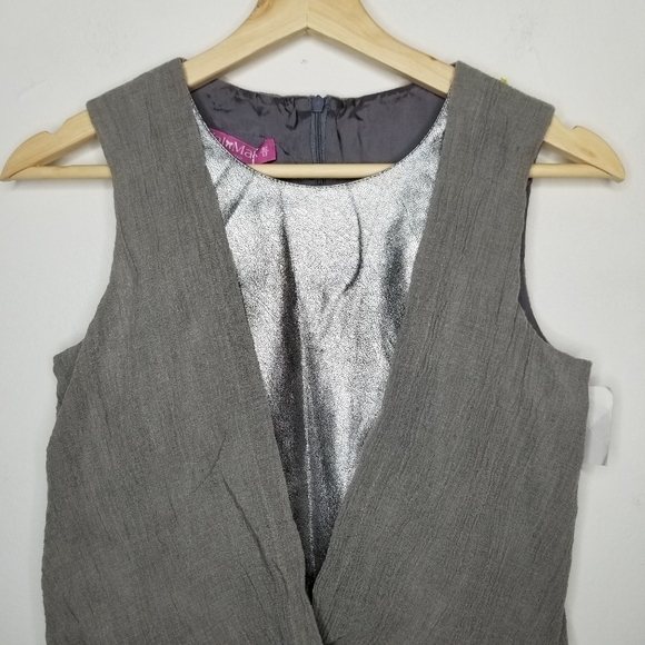 VALMAX ITALY Drop Waist Party Dress Silver Trim Crinkle Cotton Girls' 12Y Formal - Picture 3 of 15